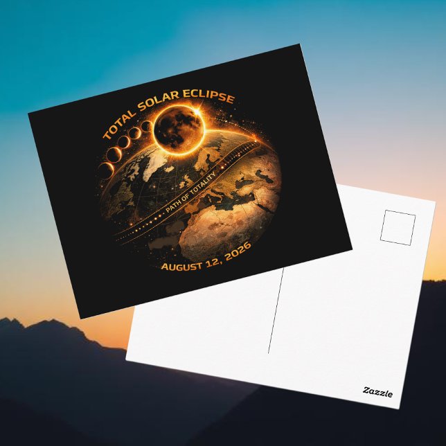 Total Solar Eclipse August 2026 Path of Totality Postcard (Total Solar Eclipse August 2026 Path of Totality Postcard )