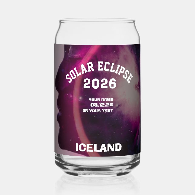 Total solar eclipse August 2026 text personalised Can Glass (Back)
