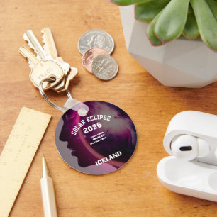 Total solar eclipse August 2026 text personalised Key Ring