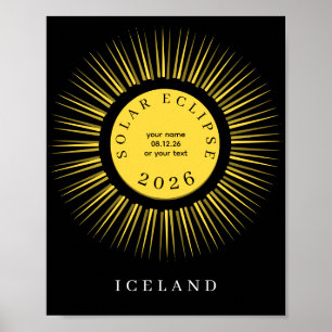 Total solar eclipse August 2026 text personalised Poster
