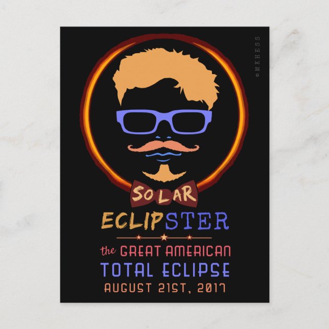 Total Solar Eclipse August 21 2017 Funny Hipster Postcard (Front)