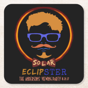 Total Solar Eclipse August 21 2017 Funny Hipster Square Paper Coaster