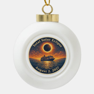 Total Solar Eclipse August 2 2027 cruise ship  Ceramic Ball Christmas Ornament