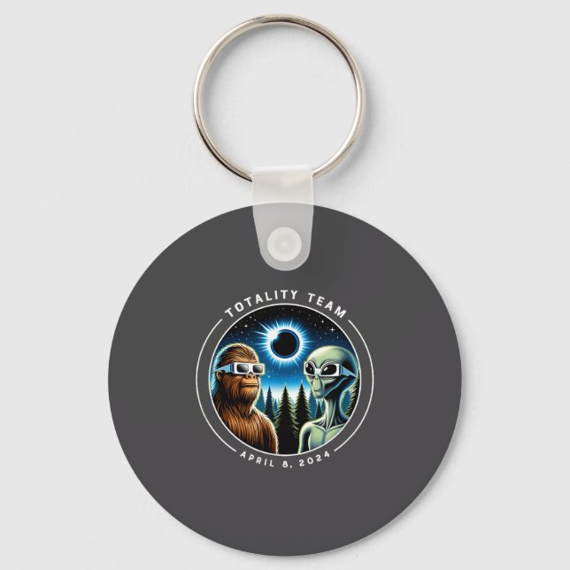 Total Solar Eclipse Bigfoot Alien Key Ring (Front)