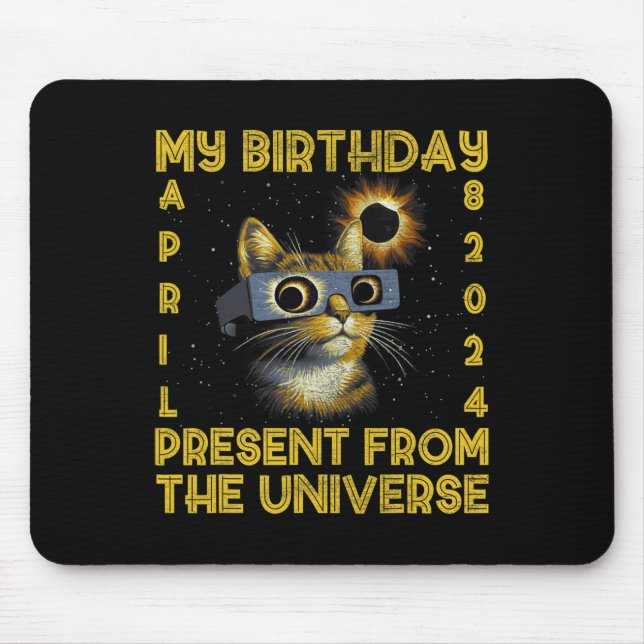 Total Solar Eclipse Birthday April 8 2024 Cat Birt Mouse Mat (Front)