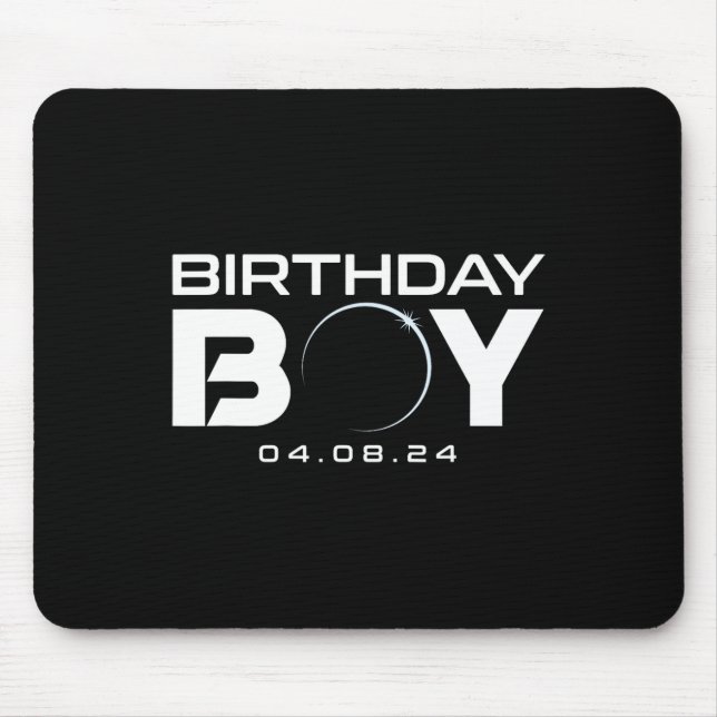 Total Solar Eclipse Birthday Boy April 8 2024  Mouse Mat (Front)