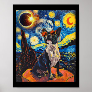 Total Solar Eclipse Boston Terrier Dog Poster