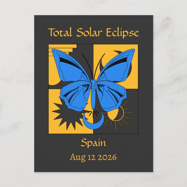 Total Solar Eclipse Butterfly Custom Postcard (Front)