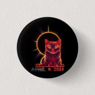 Total Solar Eclipse Cat April 8 2024 Astronomy Moo 3 Cm Round Badge