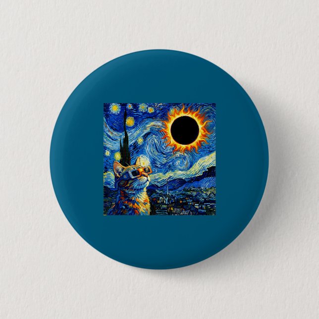Total Solar Eclipse Cat August Design 6 Cm Round Badge (Front)