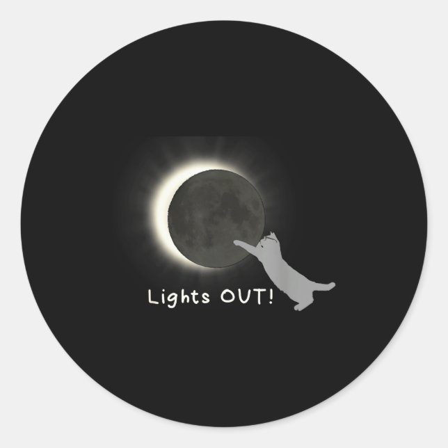 Total Solar Eclipse Cat Classic Round Sticker (Front)