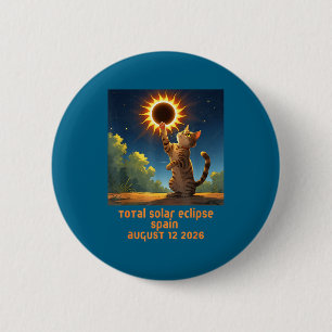 Total Solar Eclipse Cat Spain Illustration 6 Cm Round Badge