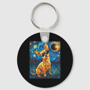 Total Solar Eclipse Chihuahua Dog Key Ring