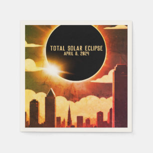 Total solar eclipse CITY April 8, 2024 sun moon  Napkin