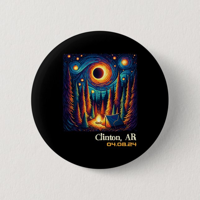 Total Solar Eclipse Clinton Arkansas  6 Cm Round Badge (Front)