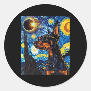 Total Solar Eclipse Doberman Dog Classic Round Sticker
