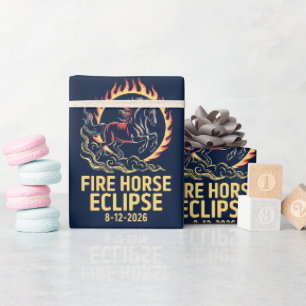 Total Solar Eclipse Fire Horse Birthday Wrapping Paper