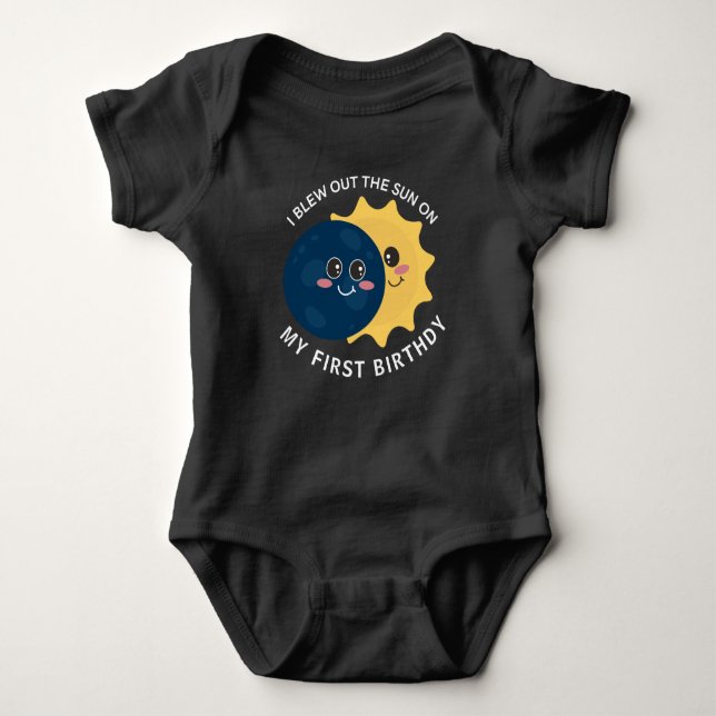 total solar eclipse First birthday  Baby Bodysuit (Front)