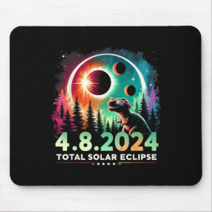 Total Solar Eclipse Funny Dinosaur Wearing Gles Mouse Mat
