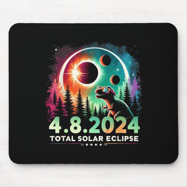 Total Solar Eclipse Funny Dinosaur Wearing Gles  Mouse Mat (Front)