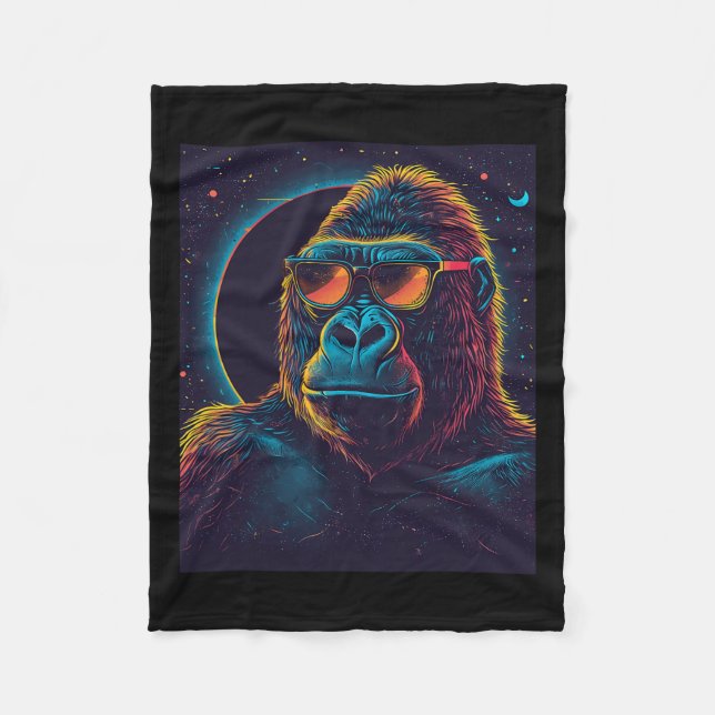 Total Solar Eclipse Gorilla  Fleece Blanket (Front)
