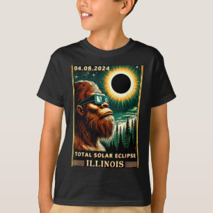 Total Solar Eclipse Illinois Bigfoot Illustration T-Shirt