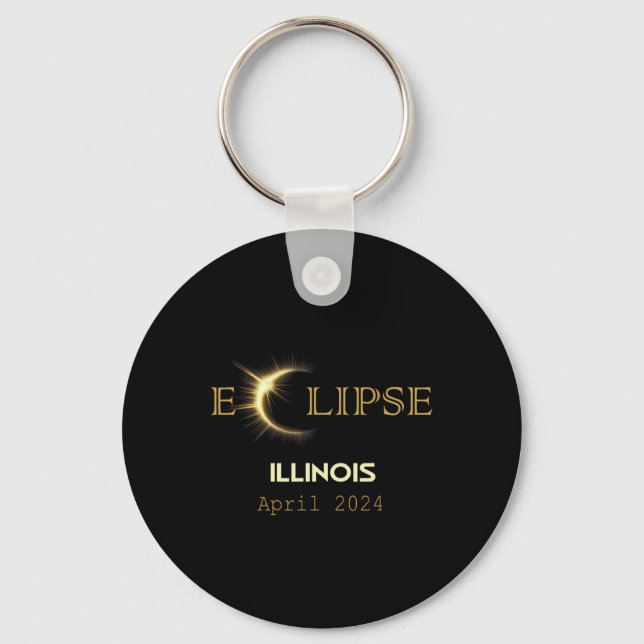 Total Solar Eclipse Illinois Totality April 8 2024 Key Ring (Front)