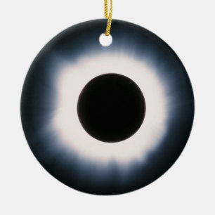 Total Solar Eclipse in Black and White Ceramic Tree Decoration