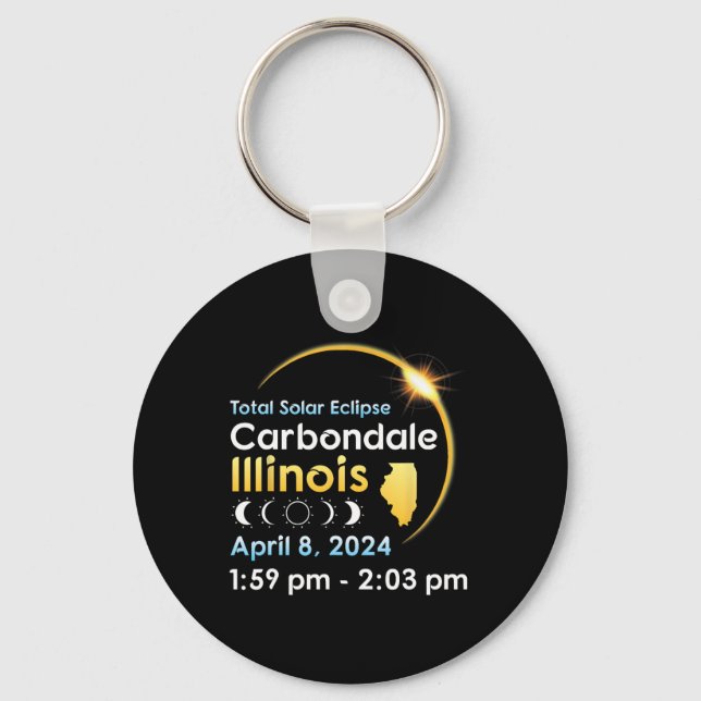 Total Solar Eclipse In Carbondale Illinois On Apri Key Ring (Front)