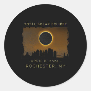 Total Solar Eclipse In Rochester New York Vintage  Classic Round Sticker