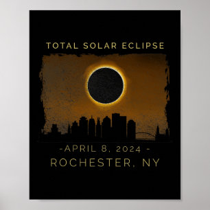 Total Solar Eclipse In Rochester New York Vintage  Poster