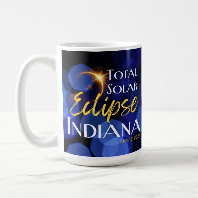 Total Solar Eclipse Indiana April 8, 2024 Coffee Mug (Left)