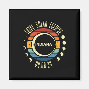 Total Solar Eclipse Indiana Retro 04.08.24 Men Wom Magnet