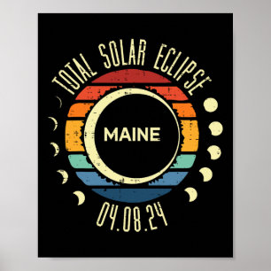 Total Solar Eclipse Maine Vintage 04.08.24 Men Wom Poster
