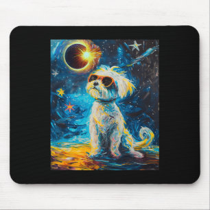 Total Solar Eclipse Maltese Dog Mouse Mat