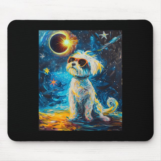 Total Solar Eclipse Maltese Dog  Mouse Mat (Front)