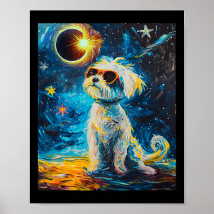 Total Solar Eclipse Maltese Dog Poster
