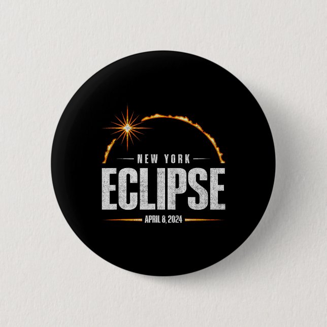 Total Solar Eclipse New York - Total Eclipse 2024  6 Cm Round Badge (Front)