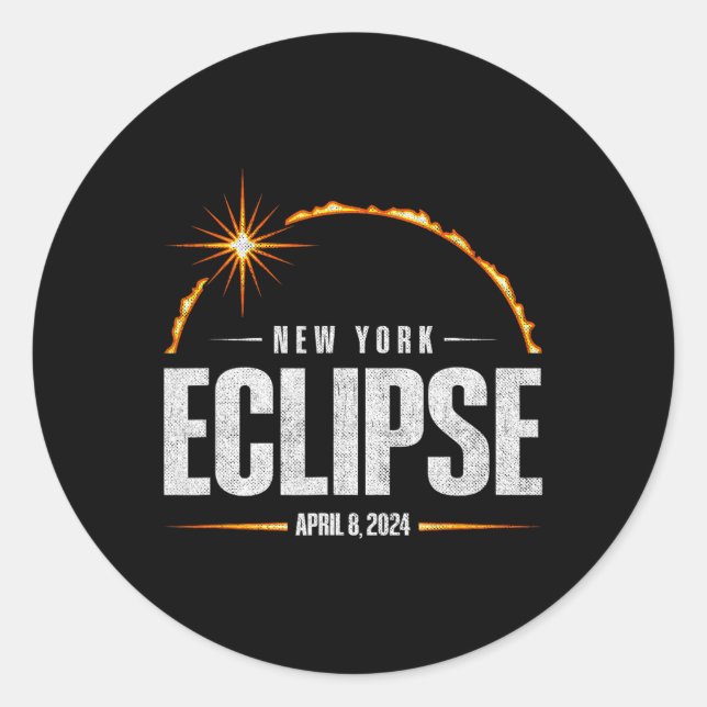 Total Solar Eclipse New York - Total Eclipse 2024  Classic Round Sticker (Front)