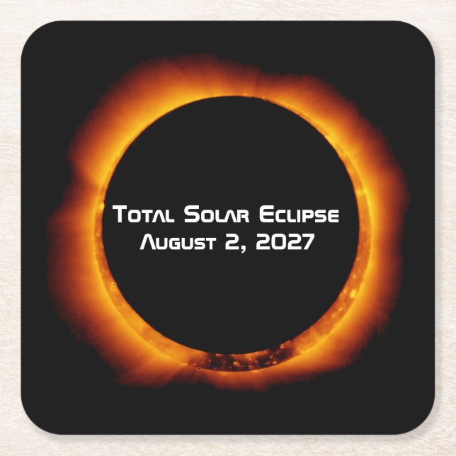 Total Solar Eclipse of the Century 2027 Square Paper Coaster (Front)