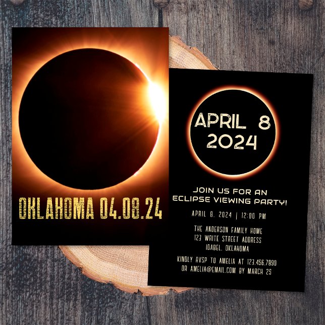 Total Solar Eclipse Oklahoma 2024 Personalised Invitation (Creator Uploaded)