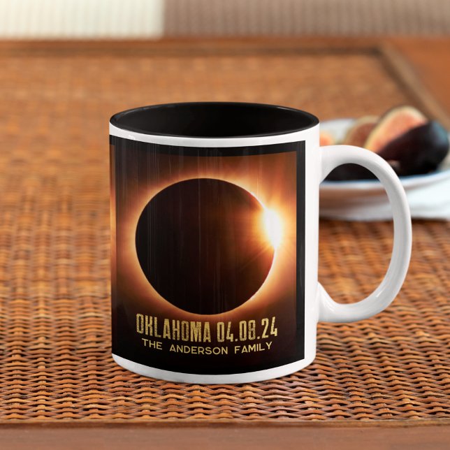 Total Solar Eclipse Oklahoma 2024 Personalised Two-Tone Coffee Mug (Creator Uploaded)