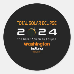Total Solar Eclipse Path 2024 Washington Indiana I Classic Round Sticker
