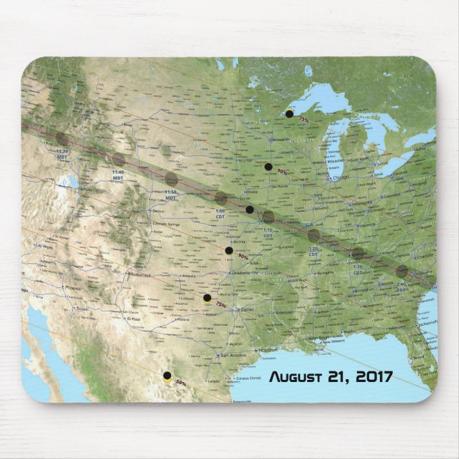 Total Solar Eclipse Path Map 2017 Mouse Mat (Front)