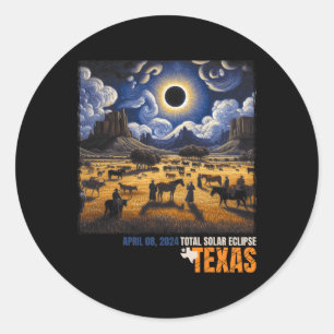 Total Solar Eclipse Retro April 8 2024 Astronomy Classic Round Sticker