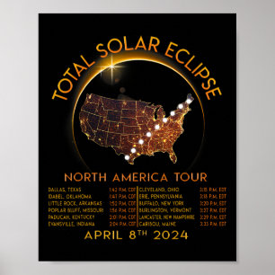 Total Solar Eclipse Shirts Tour Of America April 8 Poster