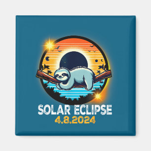Total Solar Eclipse Sloth Solar Illustration Magnet