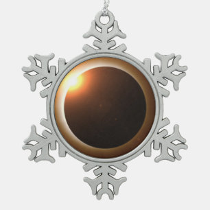 Total Solar Eclipse Snowflake Pewter Christmas Ornament