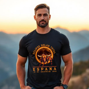 Total Solar Eclipse- Spain 2026 Bull in Spanish T-Shirt