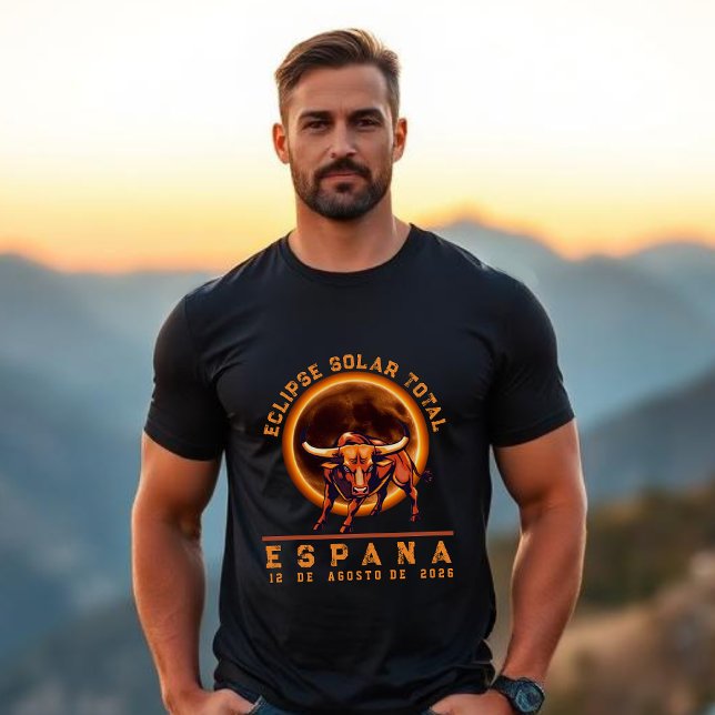 Total Solar Eclipse- Spain 2026 Bull in Spanish T-Shirt (Total Solar Eclipse- Spain 2026 Bull T-Shirt in Spanish)